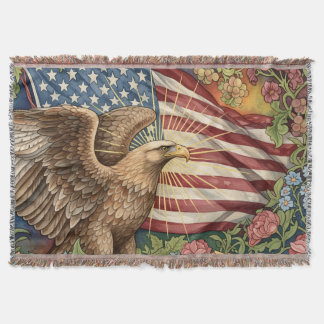 Cobertor Bandeira Americana Vintage, Águia, Arte Patriótica