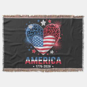 Cobertor Bandeira Coração Leopardo 1776 2026 4 de Julho