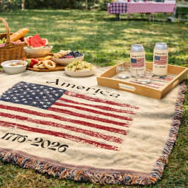 Cobertor Bandeira da América de 1776 a 2026 Aniversário de 