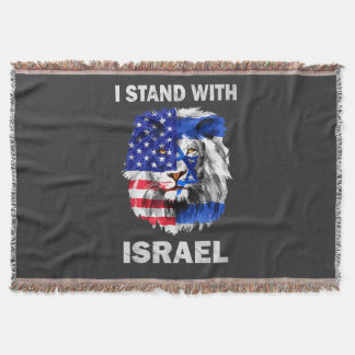 Cobertor Bandeira de Israel e EUA Leão _ Eu Estou com Israe