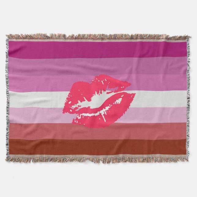 Cobertor Bandeira do Orgulho Lésbica Batom (Frente)