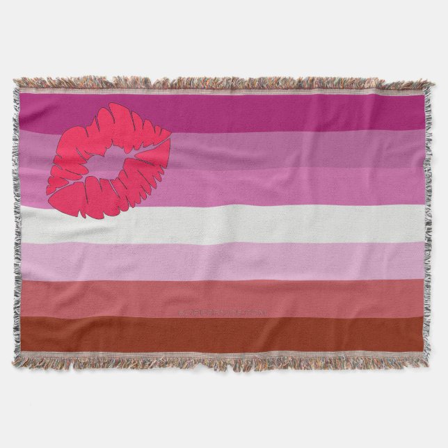 Cobertor bandeira do orgulho lésbico batom SlipperyJoe femi (Frente)
