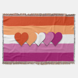 Cobertor Bandeira do orgulho lésbico com corações jogam cob