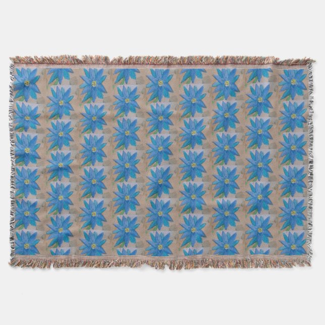 Cobertor Banheta Azul de Projeção de Flor (Frente)
