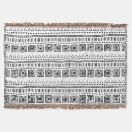Cobertor Banheta de Jogador Étnico Boho - Preto e Branco