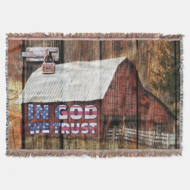 Cobertor Barão em Deus Confiamos na bandeira americana (Frente)