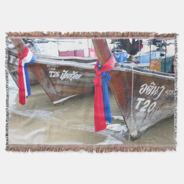 Cobertor Barcos nas ilhas da phi da phi da praia |, (Frente)