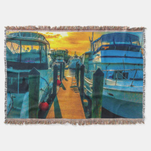 Cobertor Barcos no Pôr do Sol do Porto
