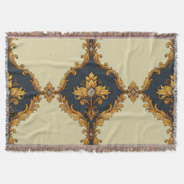 Cobertor "Barockes Ornament-Muster in Gold und Schwarz"