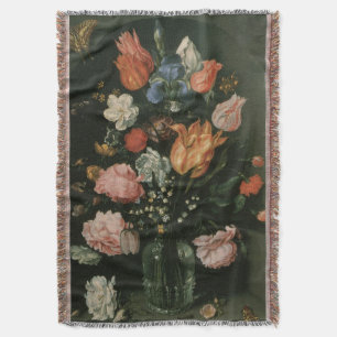 Cobertor Barroco Floral Antigo, Vaso de Flores em um Nicho