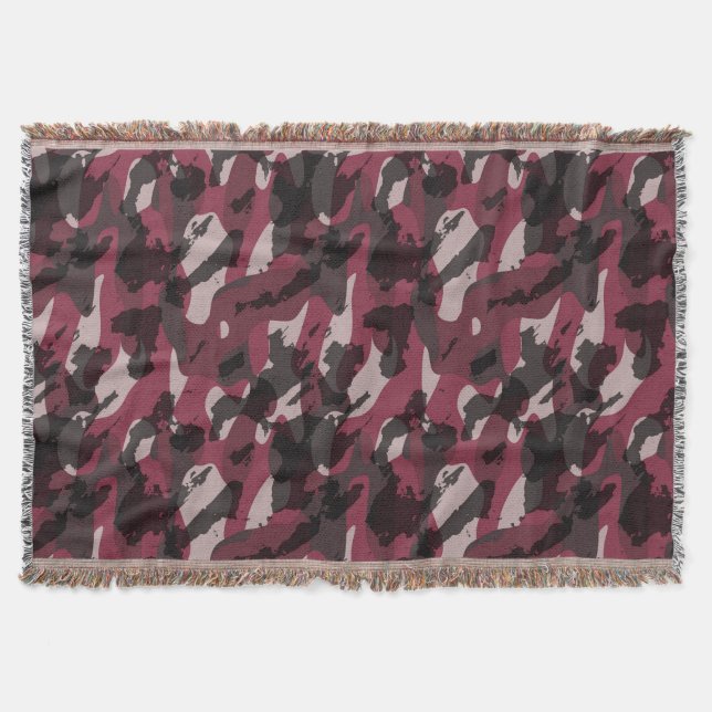 Cobertor Batom e camuflagem abstrata em Mauve escuro (Frente)