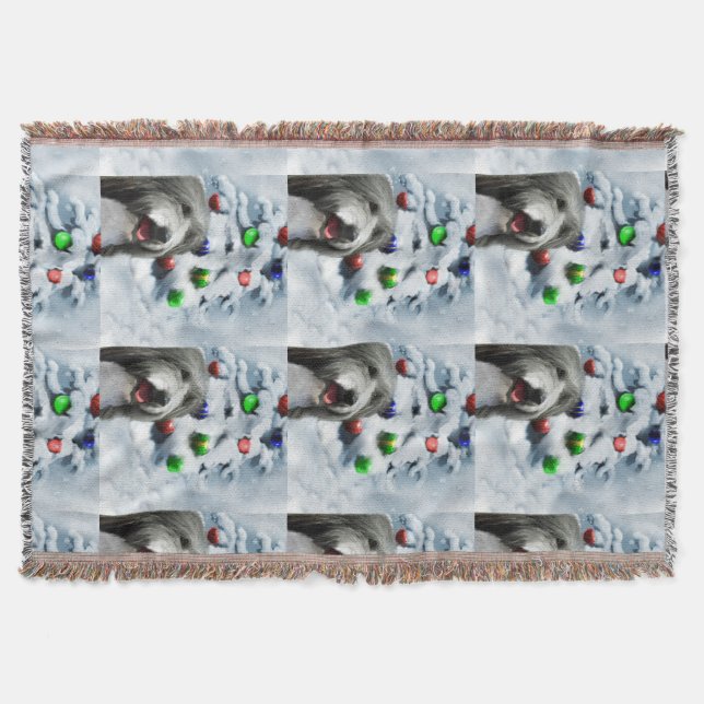 Cobertor Bearded Collie Christmas (Frente)