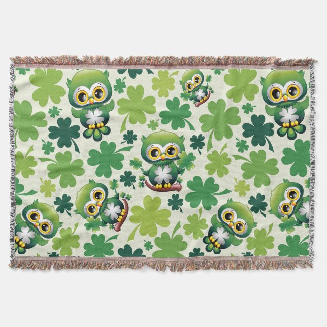 Cobertor Bebê Coruja Fofo St Patrick Desenho Animado (Frente)
