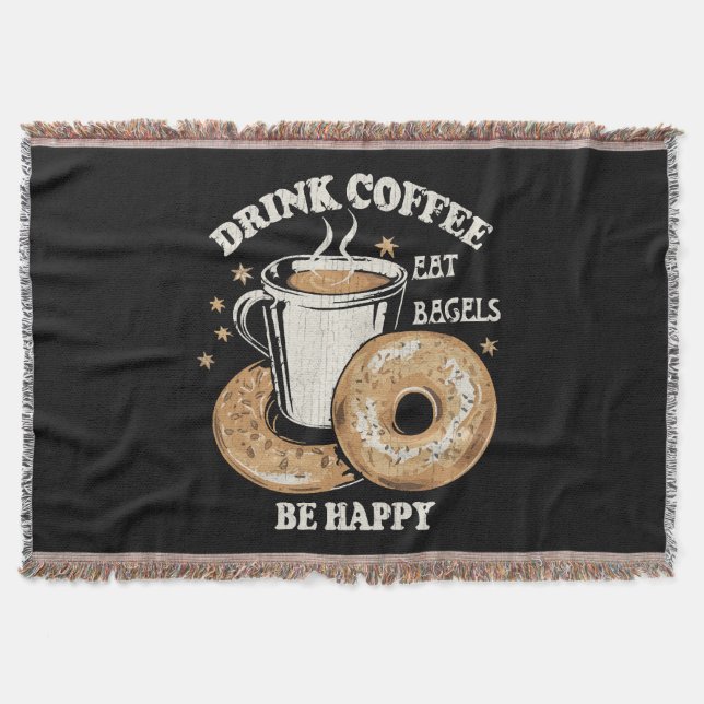 Cobertor Beber Café Comer Bagels Ser Feliz (Frente)