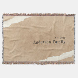 Cobertor Beige and White Earth Tone, Minimalist Family