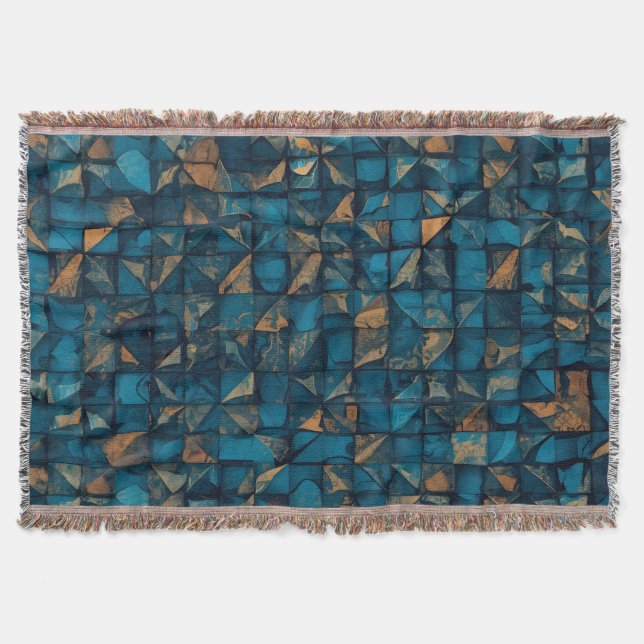 Cobertor Bela Aparência de Patchwork em Teal Escuro (Frente)