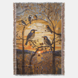 Cobertor Belas Aves Abstrato no Decorativo Do Nascer Do Sol