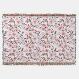 Cobertor Belas Flores de Cerejeira Cor-de-Rosa