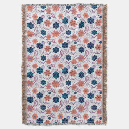 Cobertor Belo padrão floral moderno - branco