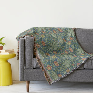 Cobertor Belo Padrão Floral William Morris Green Pink