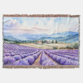 Cobertor Belos campos de lavanda em aquarelas