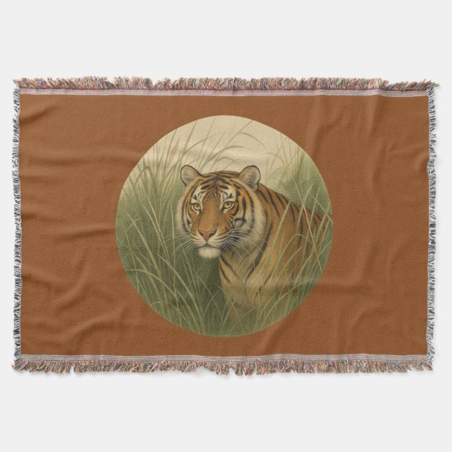 Cobertor Bengal Tiger Saddle Brown Throw Blanket (Frente)