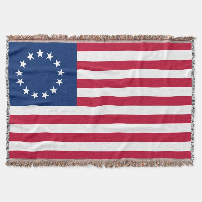 Cobertor Betsy Ross Bandeira dos Estados Unidos Circa 1777 (Frente)