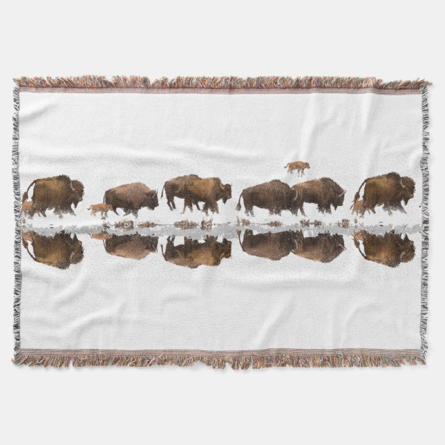Cobertor Bison Roaming na neve do inverno | (Frente)