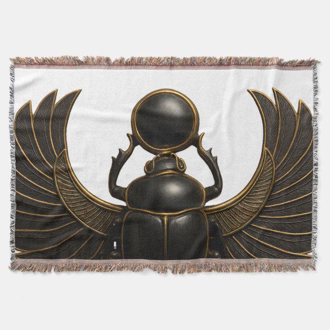 Cobertor Black & Gold Pharaonic Beetle Throw Blanket (Frente)