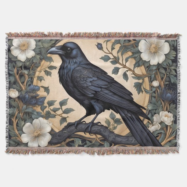 Cobertor Black Raven William Morris Inspirado (Frente)