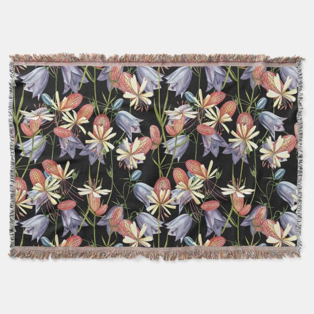 Cobertor Bladder Campion Bells: Watercolor Floral (Frente)