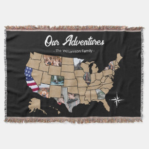 Cobertor Blanket de mapa de Viagem personalizado dos EUA