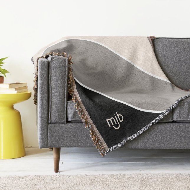 Cobertor Blocos de Cores Modernos Simples com Monograma (Criador carregado)