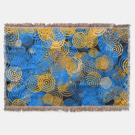Cobertor Blue and Orange Concentric Circles Throw Blanket