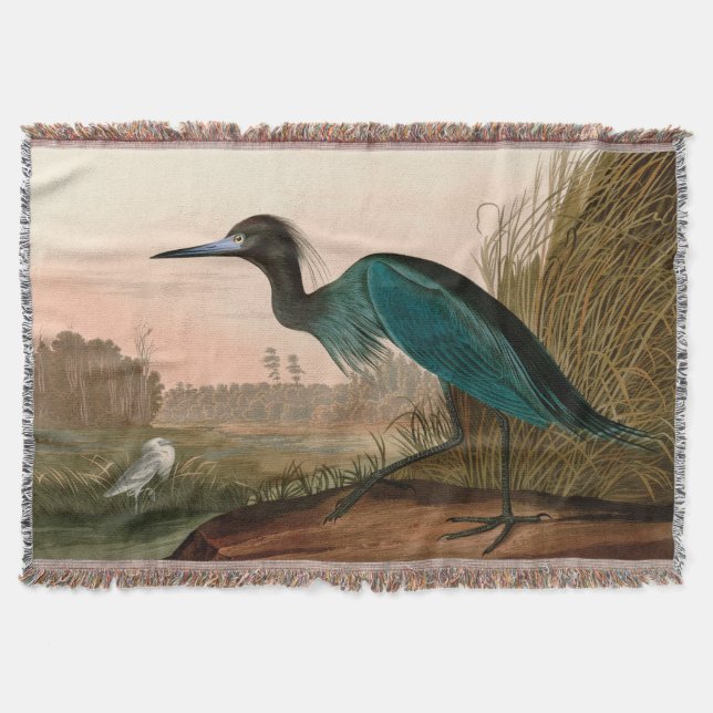 Cobertor Blue Crane ou Heron Birds of America Audubon Impre (Frente)