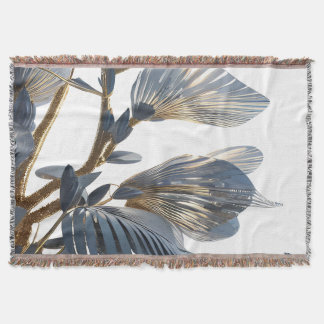 Cobertor Blue Floral Design Plant