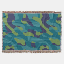 Cobertor Blue Green and Teal Camo Abstract