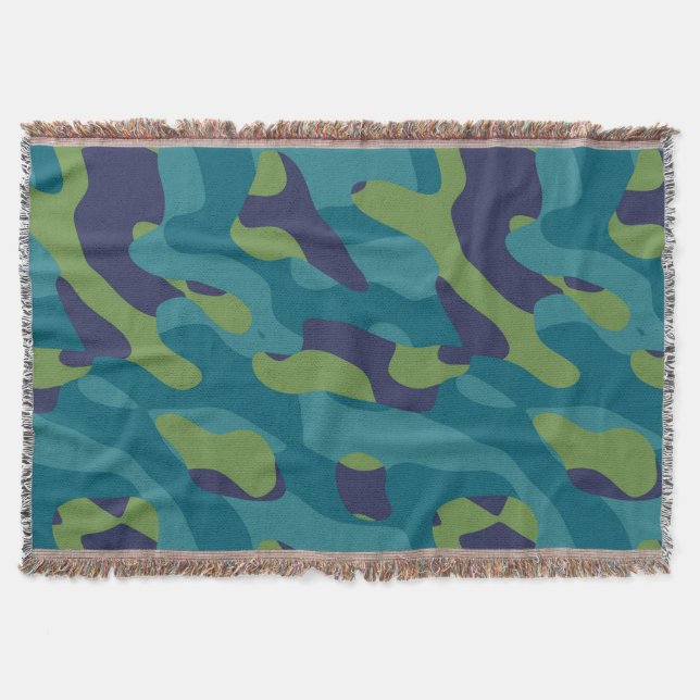 Cobertor Blue Green and Teal Camo Abstract (Frente)