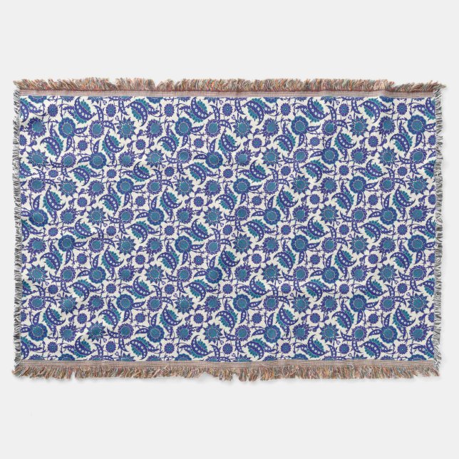 Cobertor Blue Iznik Flower Pattern (Frente)
