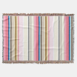 Cobertor Blue, pink, almond and coffee stripes