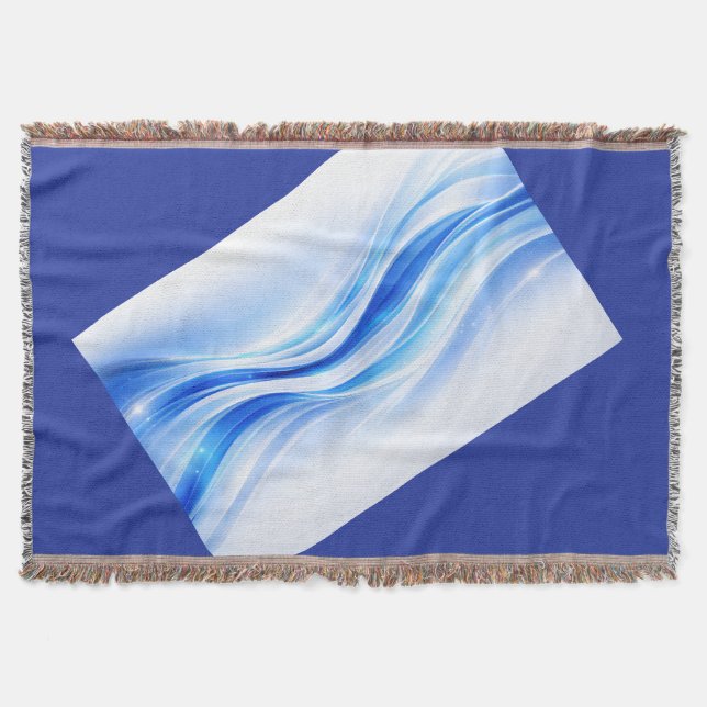 Cobertor Blue & Silver Abstract Wave Blanket – Modern Flowi (Frente)
