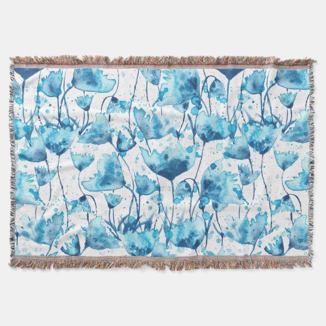Cobertor Blue Watercolor Daisies (Frente)