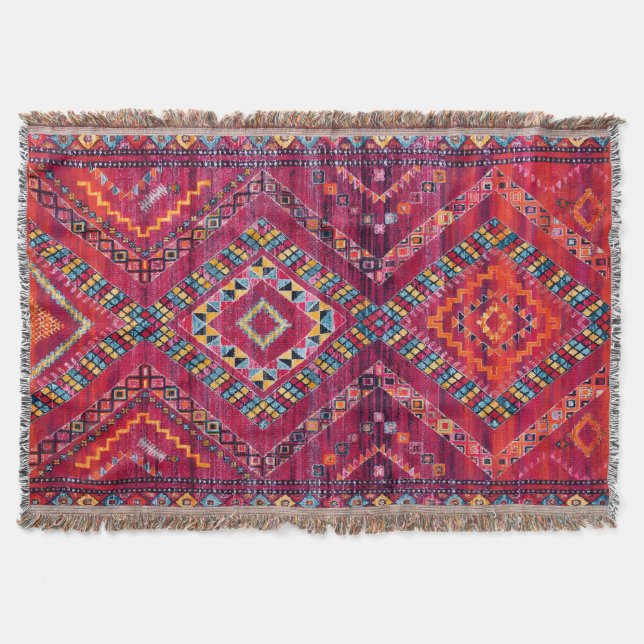 Cobertor Blush Bazaar: Herança Marroquina Rosa Elegância (Frente)