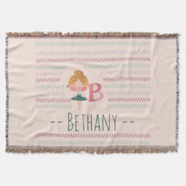 Cobertor Blush Pink Ballerina Monogram B – Personalized Art