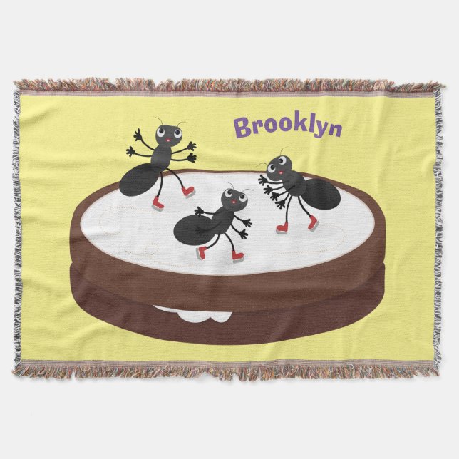 Cobertor Boas formigas patinando em desenho de biscoito (Frente)