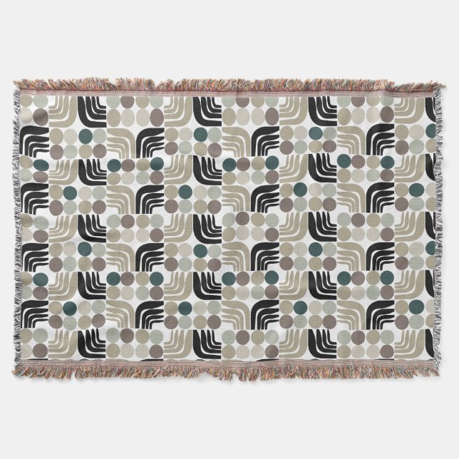 Cobertor Boêmio Branco Preto Cinza (Frente)