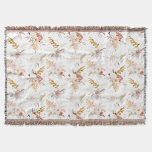 Cobertor Boho Bege, Grama das Pampas Terracota Aquarela Nós