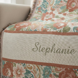 Cobertor Boho Chic Floral Paisley Pattern Throw Blanket