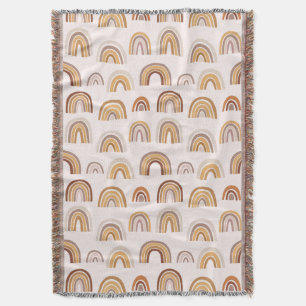 Cobertor Boho Desert Rainbow Abstrato Arch Pattern Taupe