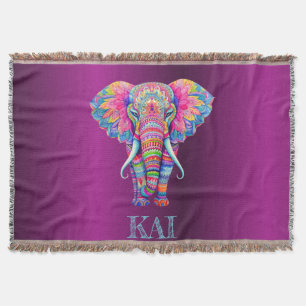Cobertor Boho Elephant - Design de Mandala Personalizado